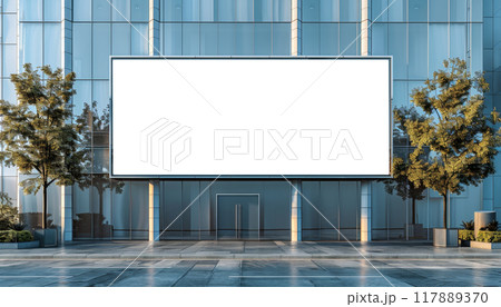 A large white sign is on a building by AI generated image A large white sign is on a building by AI generated image 117889370
