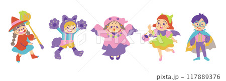 ハロウィンのかわいいキッズたちイラスト2 117889376