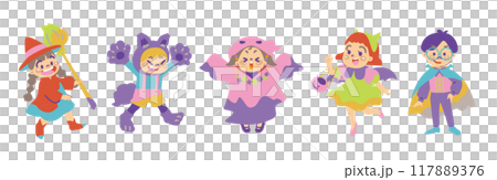 ハロウィンのかわいいキッズたちイラスト2 117889376