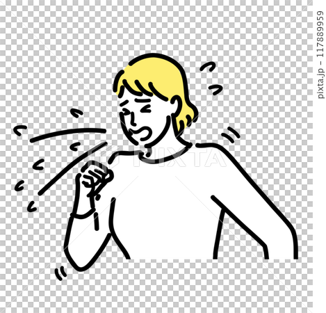 A woman sneezing with hay fever 117889959