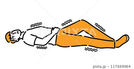 熱中症で意識をなくしけいれんしている男性 熱中症で意識をなくしけいれんしている男性 117889964