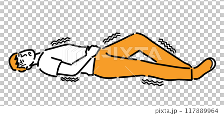 熱中症で意識をなくしけいれんしている男性 熱中症で意識をなくしけいれんしている男性 117889964