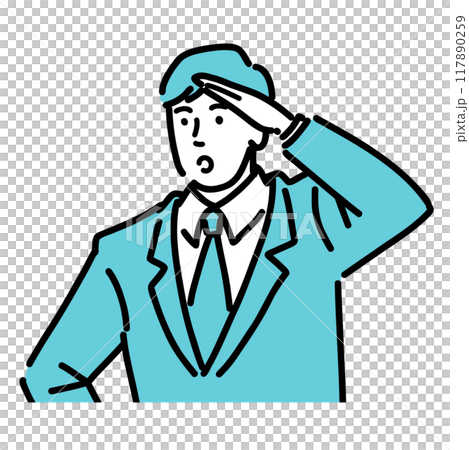 敬礼しているスーツ姿の男性 敬礼しているスーツ姿の男性 117890259