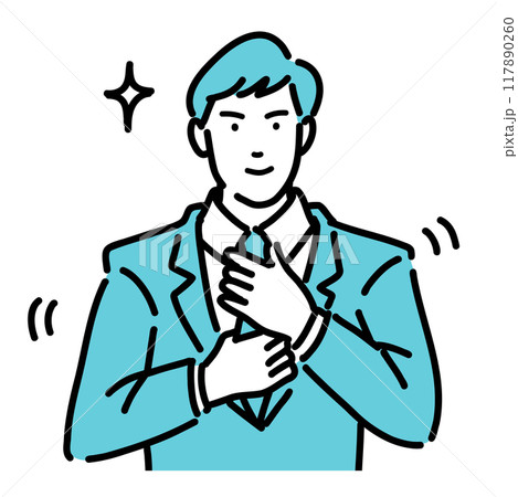 ネクタイを正しているスーツ姿の男性 ネクタイを正しているスーツ姿の男性 117890260