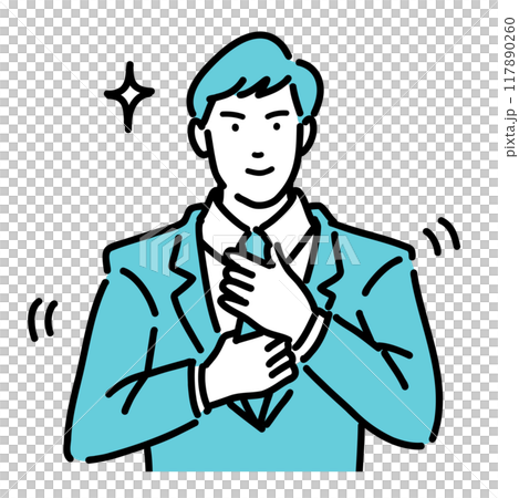 ネクタイを正しているスーツ姿の男性 ネクタイを正しているスーツ姿の男性 117890260