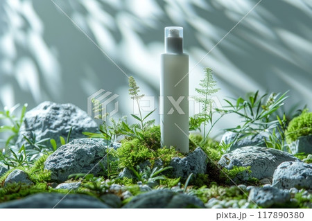 Mockup skincare cosmetic bottle. Generative AI 117890380