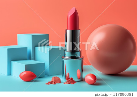 Mockup Lipstick cosmetic product. Generative AI 117890381