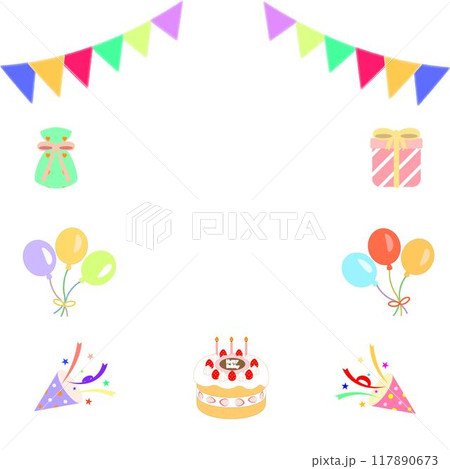 誕生日のイラストフレーム縦 117890673