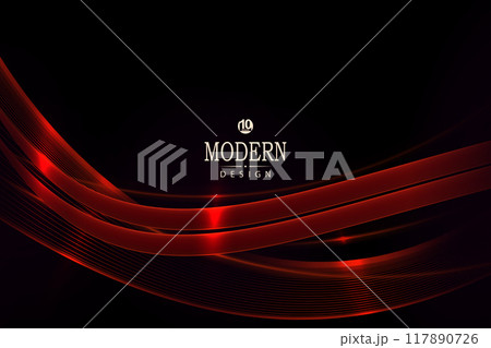 Textured background with abstract wavy arcs in redのイラスト素材 [117890726 ...
