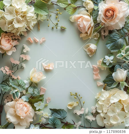 Elegant Floral Arrangement on White Background. Generative AI 117890836