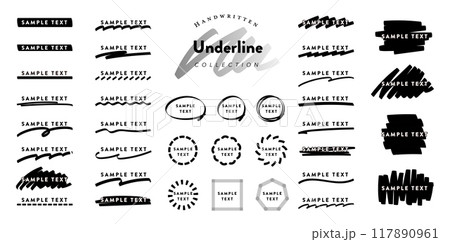 手書きのマーカーアンダーラインのベクター素材 手書きのマーカーアンダーラインのベクター素材 117890961