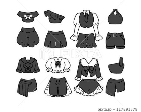 黒のアイドル衣装のイラストセット 117891579