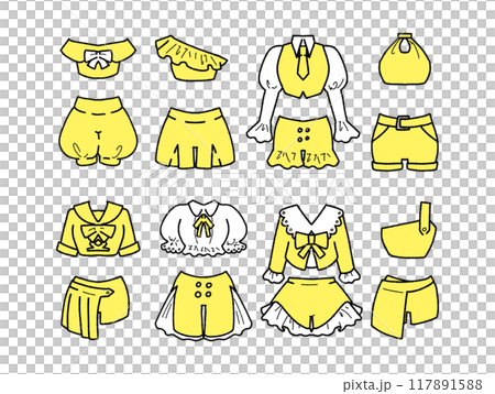 黄色のアイドル衣装のイラストセット 117891588