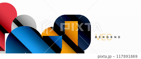 Colorful curve geometric shapes on white 117891869