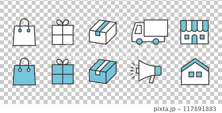 Illustration set that can be used for EC sites, mail order, online shops, etc. 117891883