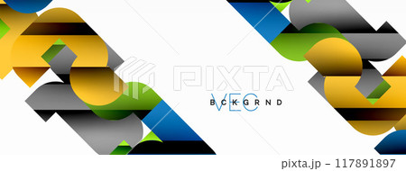 Abstract background. Colorful geometric curve shapes with black shadow lines effects Abstract background. Colorful geometric curve shapes with black shadow lines effects 117891897