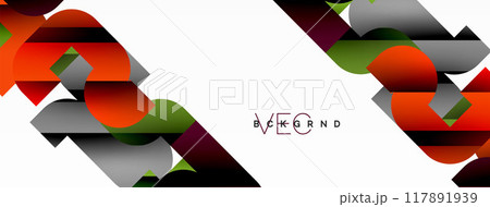 Abstract background. Colorful geometric curve shapes with black shadow lines effects 117891939