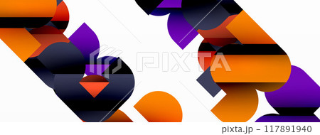 Colorful curve geometric shapes on white 117891940