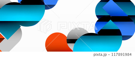 Colorful curve geometric shapes on white Colorful curve geometric shapes on white 117891984