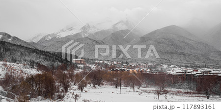 Bansko town in Pirin National Park after snowfall Bansko town in Pirin National Park after snowfall 117893161