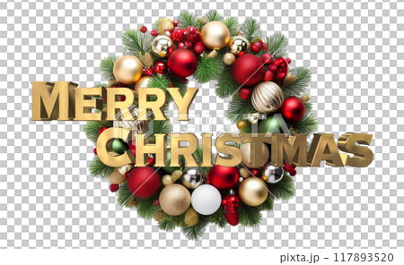 3DCG letters "Merry Christmas" in gold 3DCG letters "Merry Christmas" in gold 117893520