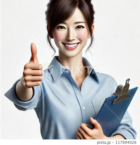 いいねポーズをする女性 117894026