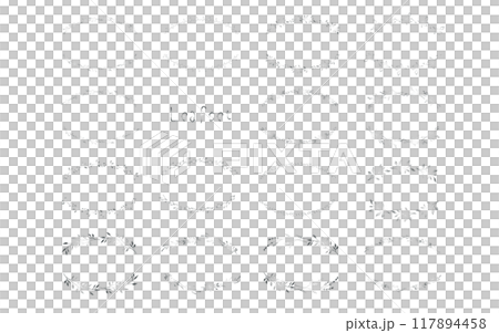 半円の草木のフレームセット。グラデーション。 117894458