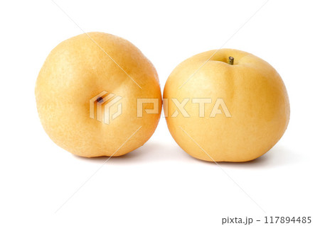 Chinese pear close up on white background. 117894485