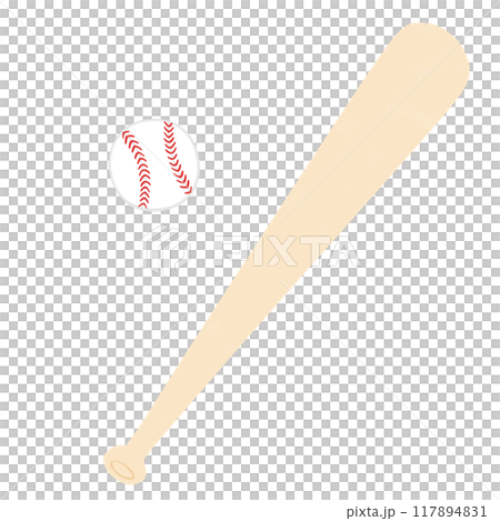Baseball bat and baseball ball illustration set Baseball bat and baseball ball illustration set 117894831