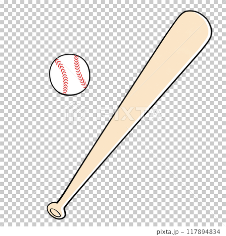 棒球棒和棒球的插圖集 117894834