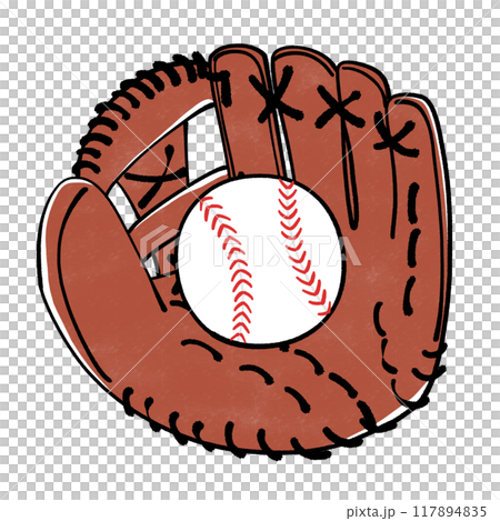 野球グローブと野球ボールのイラスト 野球グローブと野球ボールのイラスト 117894835