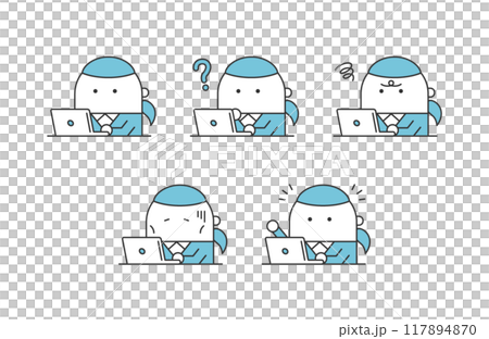 Illustration set of a woman doing desk work 117894870