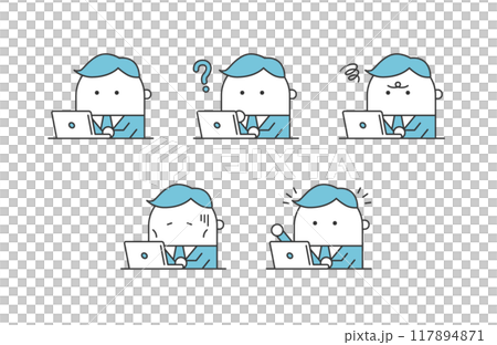 Illustration set of men doing desk work 117894871