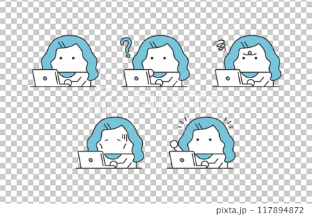Illustration set of a woman doing desk work 117894872
