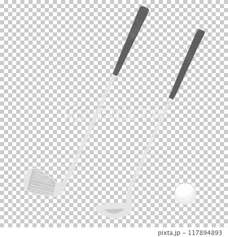 ゴルフクラブ　アイアン・パター・ゴルフボールのイラストセット 117894893