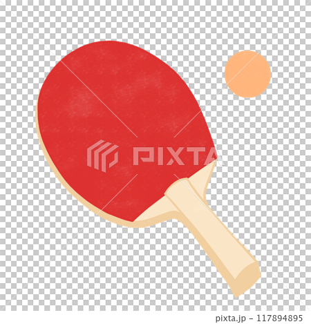 卓球のラケットとピンポン玉のイラストセット 117894895
