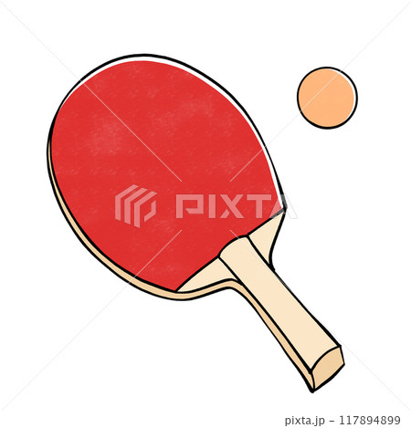 卓球のラケットとピンポン玉のイラストセット 卓球のラケットとピンポン玉のイラストセット 117894899
