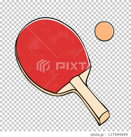 卓球のラケットとピンポン玉のイラストセット 卓球のラケットとピンポン玉のイラストセット 117894899