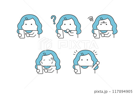 スマホを使う女性イラストセット 117894905