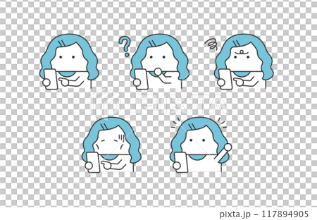 スマホを使う女性イラストセット 117894905