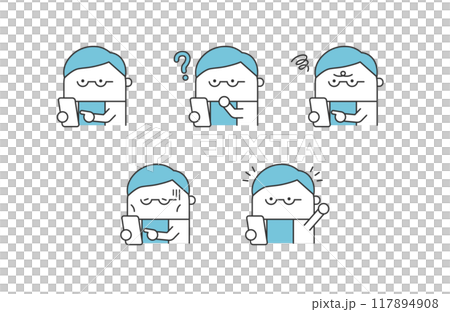 スマホを使う男性イラストセット スマホを使う男性イラストセット 117894908
