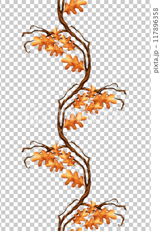 Autumn border with oak leaves. Seamless pattern isolated on white background. Autumn border with oak leaves. Seamless pattern isolated on white background. 117896358