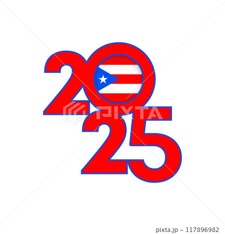 2025 banner with Puerto Rico flag inside. Vector illustration. 117896982