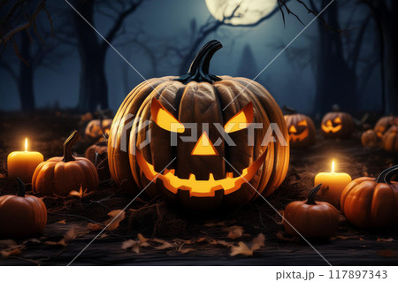 ハロウィンのかぼちゃ 117897343