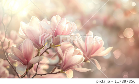 Magnificent Magnolias Basking in the Golden Sunlight Magnificent Magnolias Basking in the Golden Sunlight 117897856