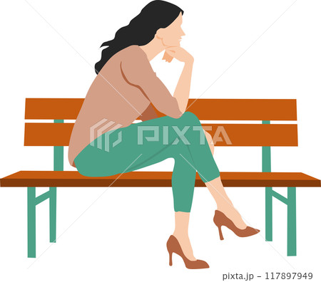 考え事をする女性のイラスト 117897949