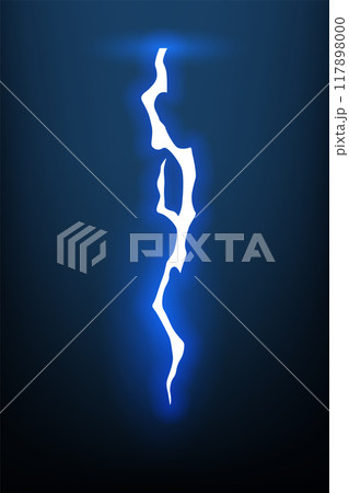 Lightning animation with sparks. Electricity thunderbolt danger, light electric powerful thunder. Bright energy effect, vector illustration 117898000