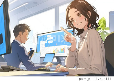 作成した資料を指さし確認するビジネスウーマン_1 作成した資料を指さし確認するビジネスウーマン_1 117898111