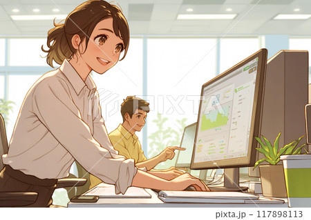 集めたデータを資料にまとめるビジネスウーマン_1 集めたデータを資料にまとめるビジネスウーマン_1 117898113