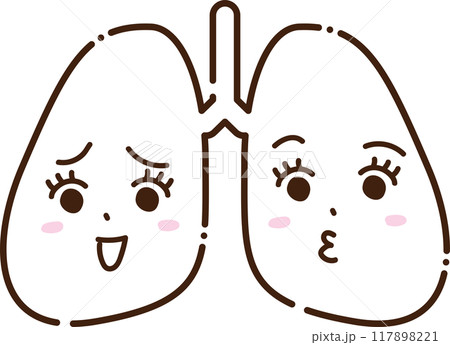 擬人化した不安と平気な表情の肺のイラスト 117898221